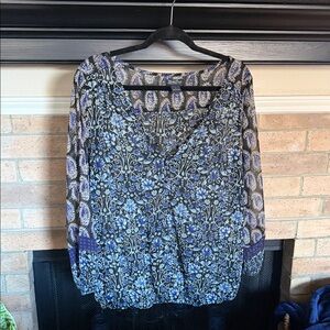 Lucky Brand Paisley Print Sheer Blouse